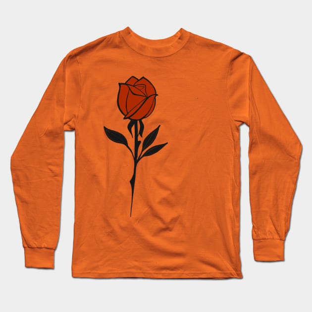 Red Rose Long Sleeve T-Shirt by Lazrartist